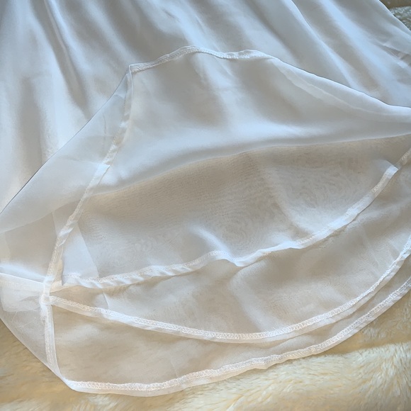 ivory chiffon sheer layered puff slv babydoll tunic blouse top L - Picture 10 of 11